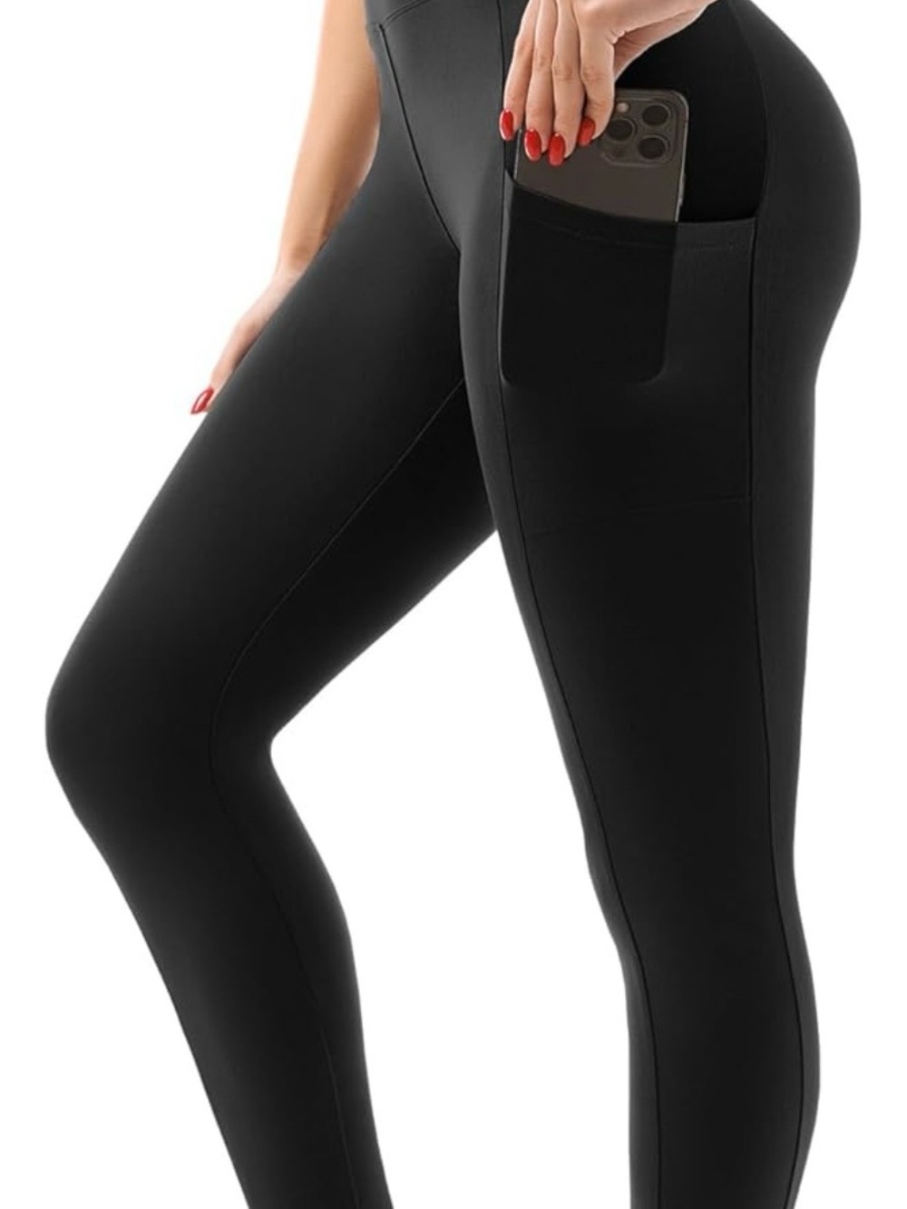 High-Rise Side-Pocket Leggings - Black